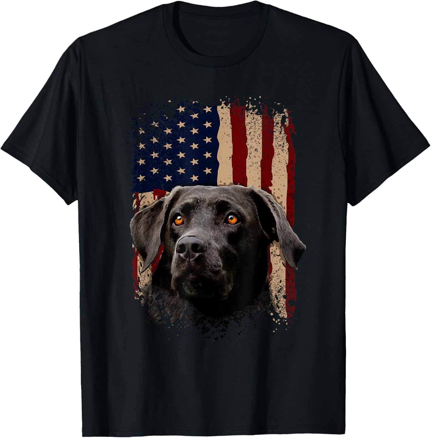 American Black Labrador USA Flag Lab Owner T-Shirt - T-Shirt | Black