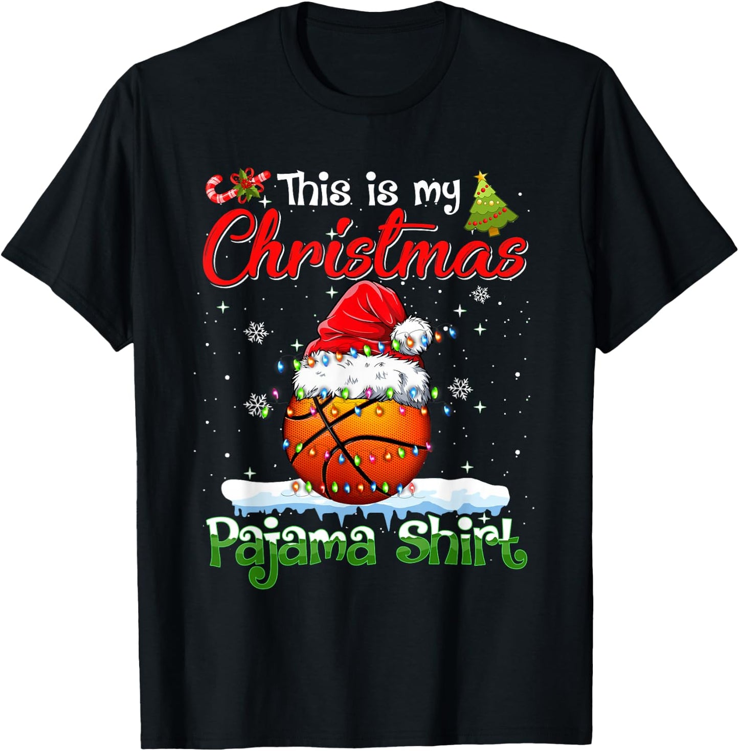 Funny Basketball Christmas Shirt Gift - -Adults, Kids - Black - Short Sleeve - Christmas Basketball Kids T-Shirt - T-Shirt | Black