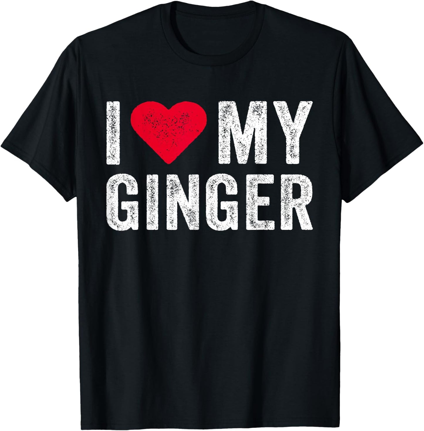 I Love My Ginger Redhead Red Heart Vintage Men Women T-Shirt - T-Shirt | Black