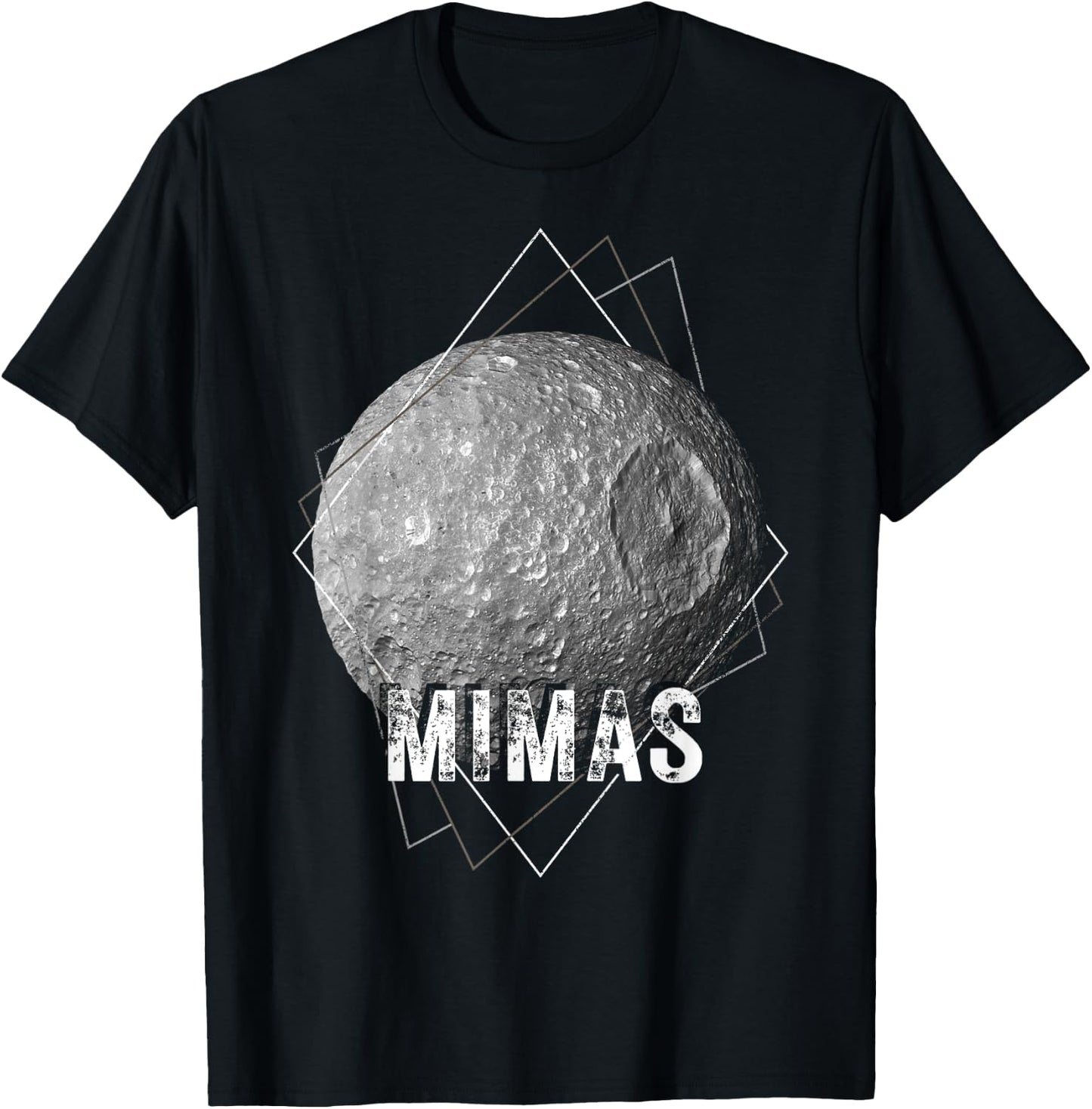 Mimas Saturn Moon Solar System Space Astronomy T-Shirt - T-Shirt | Black
