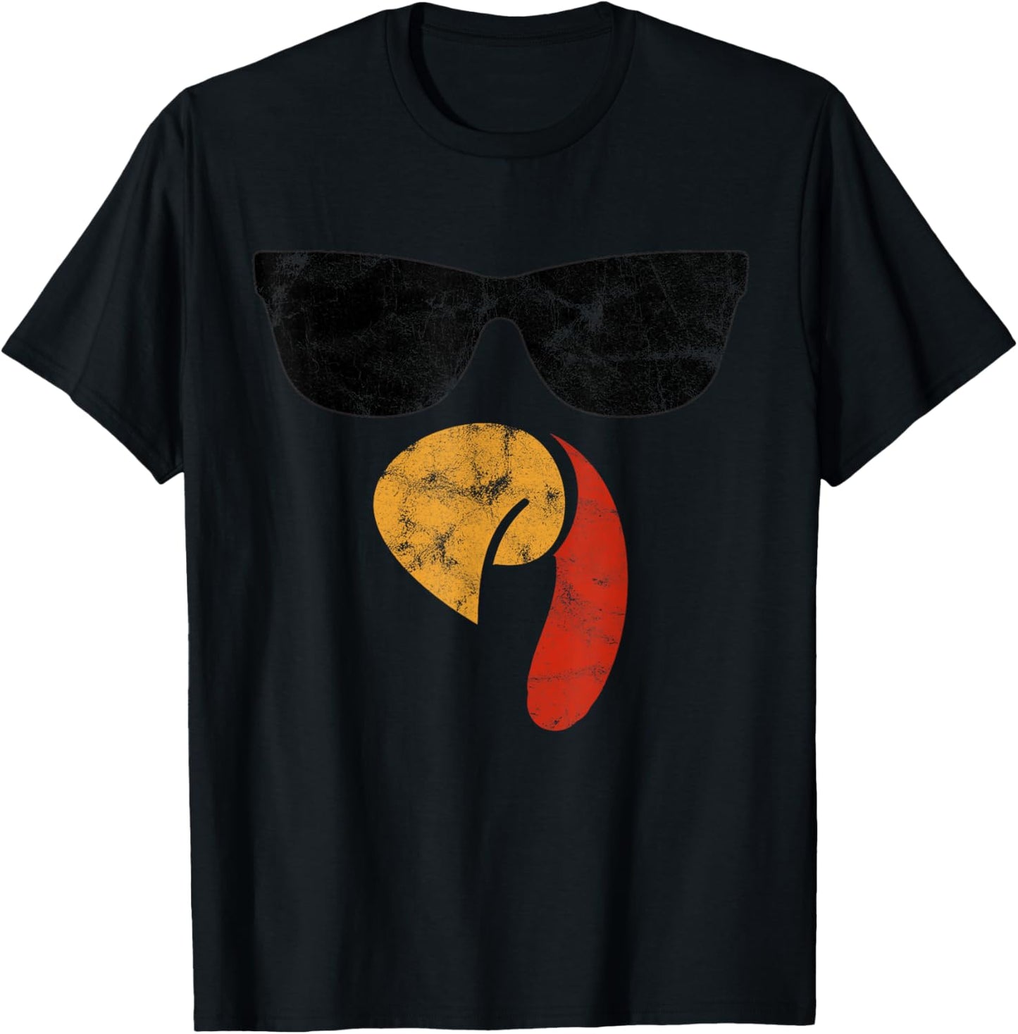 Turkey Face Thanksgiving Day Piligrim Gifts Trot Leg Day T-Shirt - T-Shirt | Black