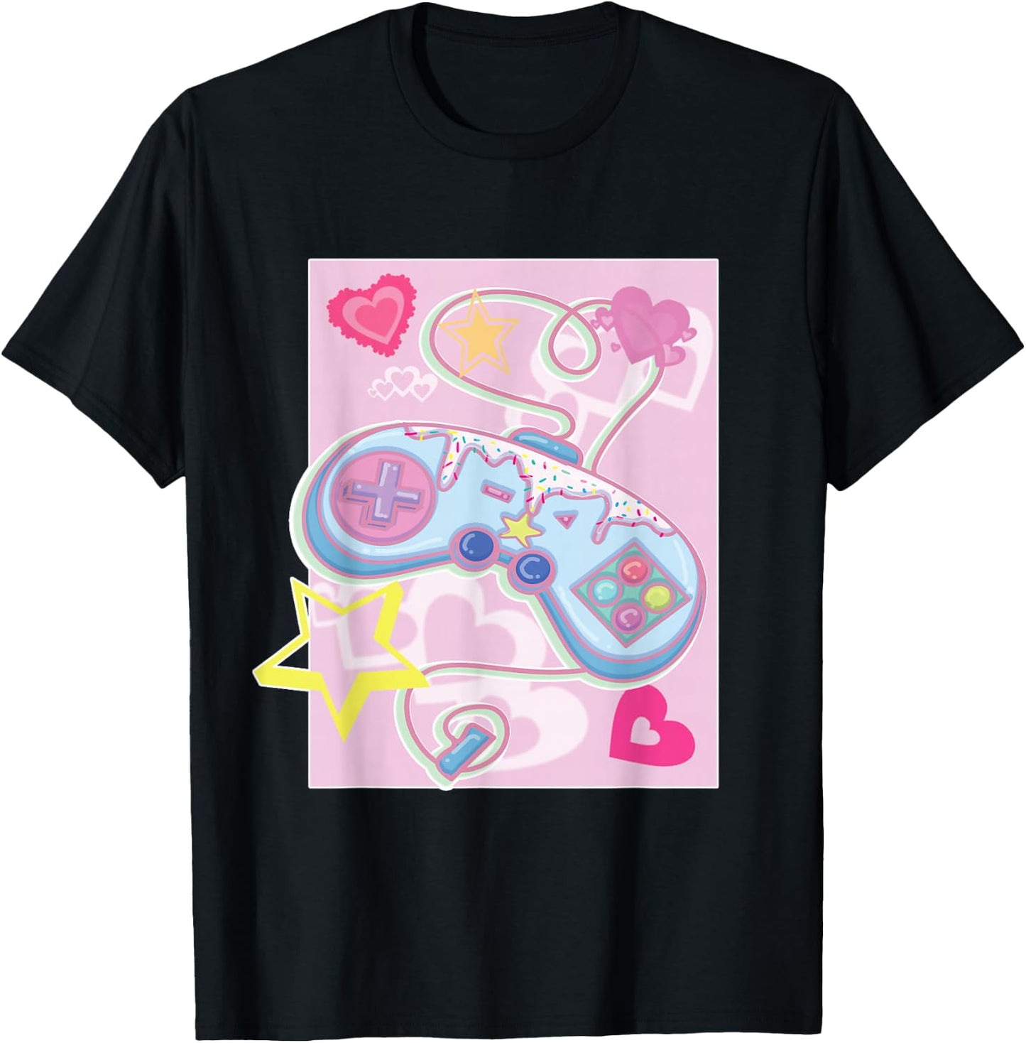 Kawaii Gamer Girl Game Controller T-Shirt - T-Shirt | Black