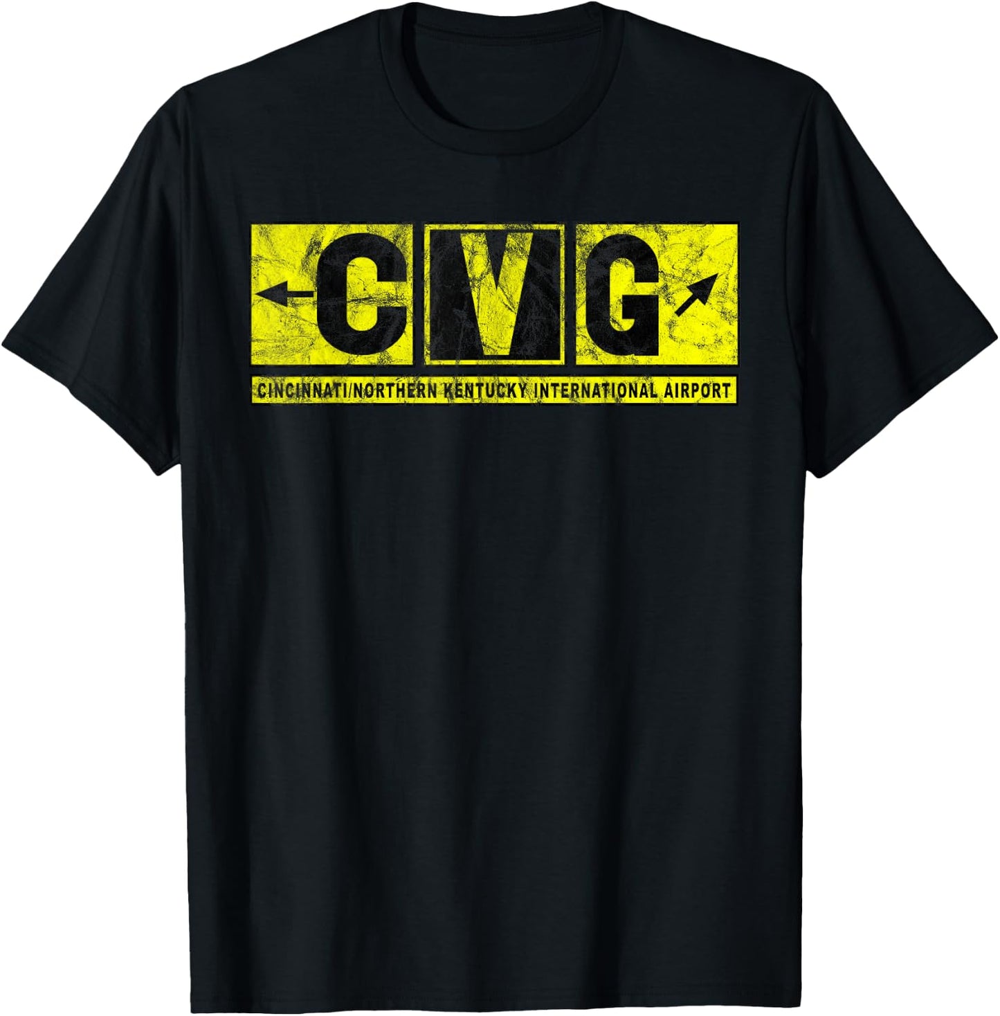 CVG Cincinnati N Kentucky Airport Taxiway Sign Pilot Vintage T-Shirt - T-Shirt | Black