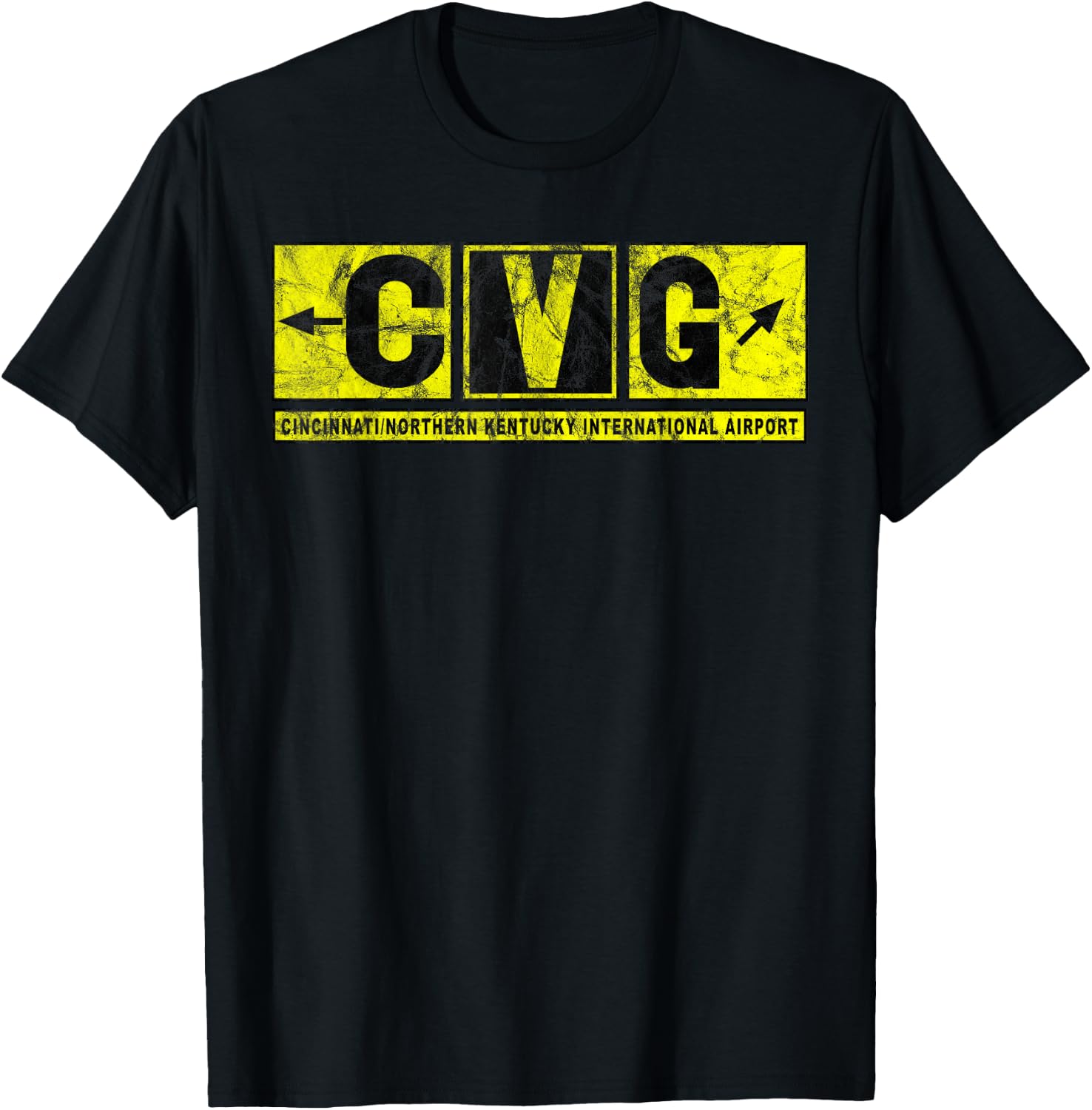 CVG Cincinnati N Kentucky Airport Taxiway Sign Pilot Vintage T-Shirt - T-Shirt | Black
