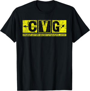 CVG Cincinnati N Kentucky Airport Taxiway Sign Pilot Vintage T-Shirt - T-Shirt | Black