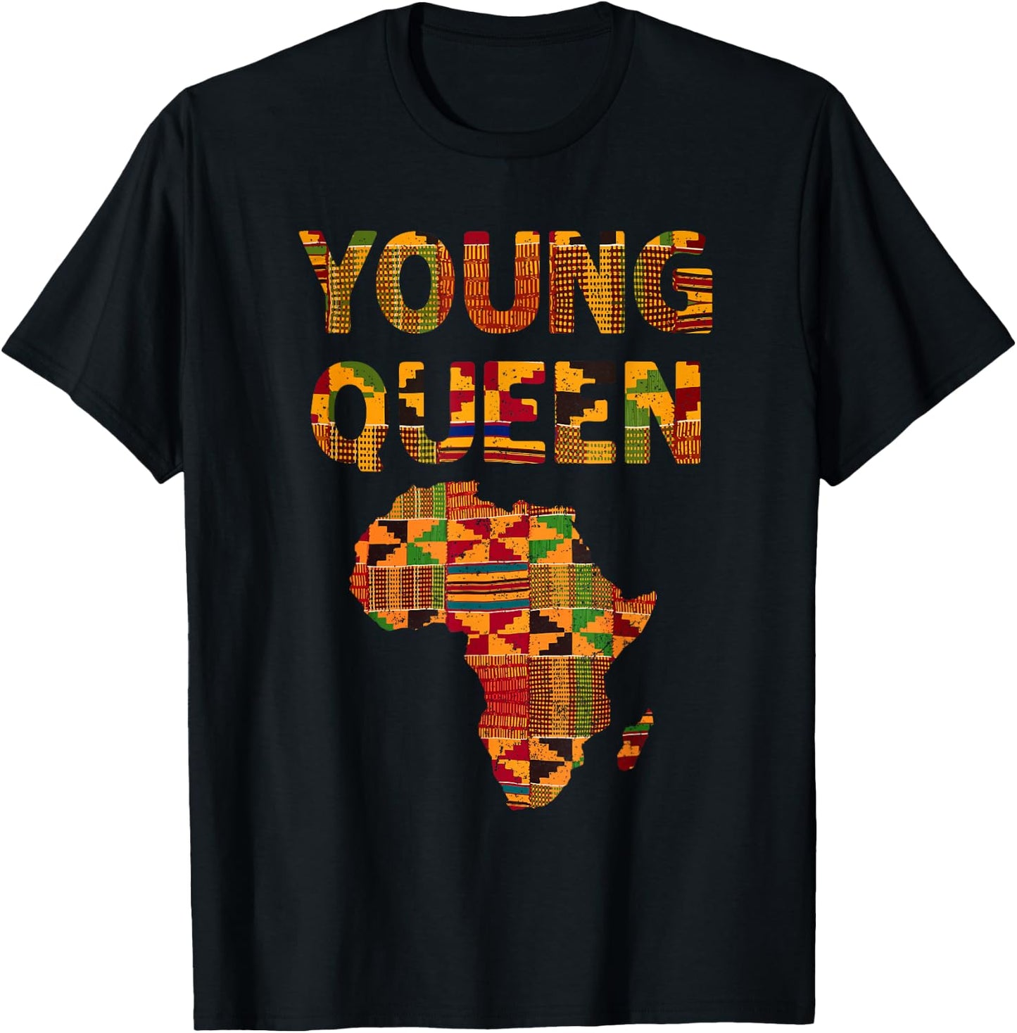 Cool Kente Cloth Art Kids Girls African Print African Queen T-Shirt - T-Shirt | Black