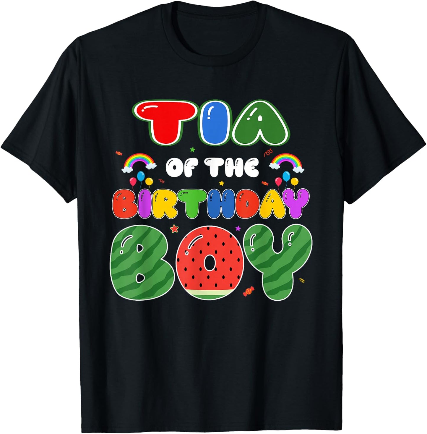 Tia of The Birthday Boy Melon Family Matching Funny T-Shirt - T-Shirt | Black