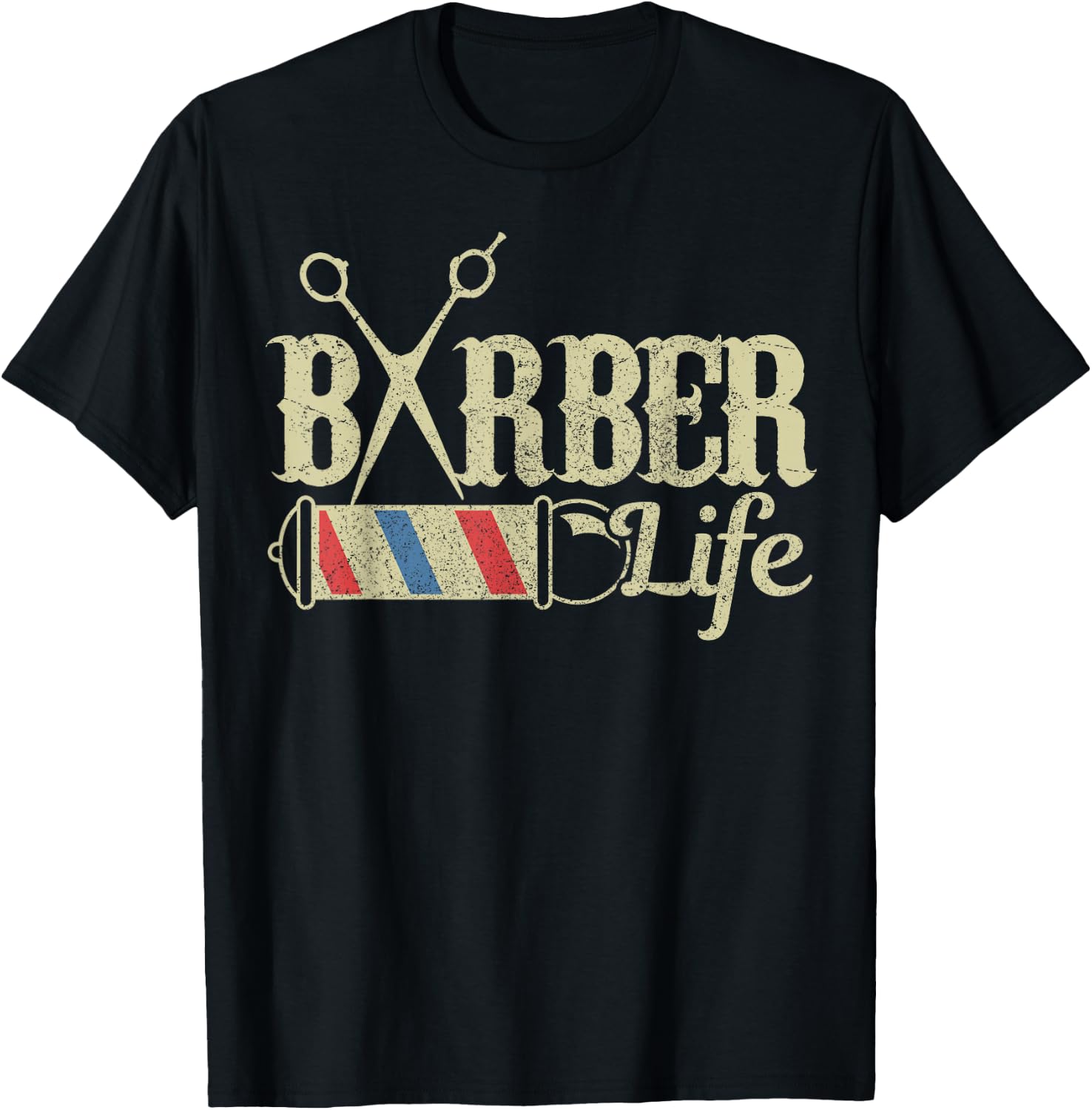 Friseur & Barbier Apparel Co. Barber Pole Vintage Funny Gift T-Shirt - T-Shirt | Black