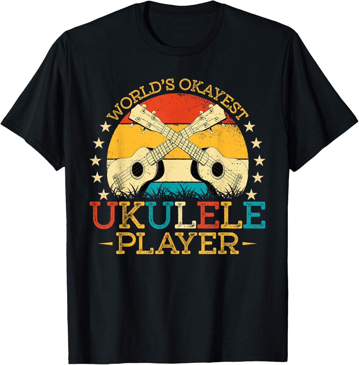 Retro Vintage Style World Okayest Ukulele Uke Player T-Shirt - T-Shirt | Black