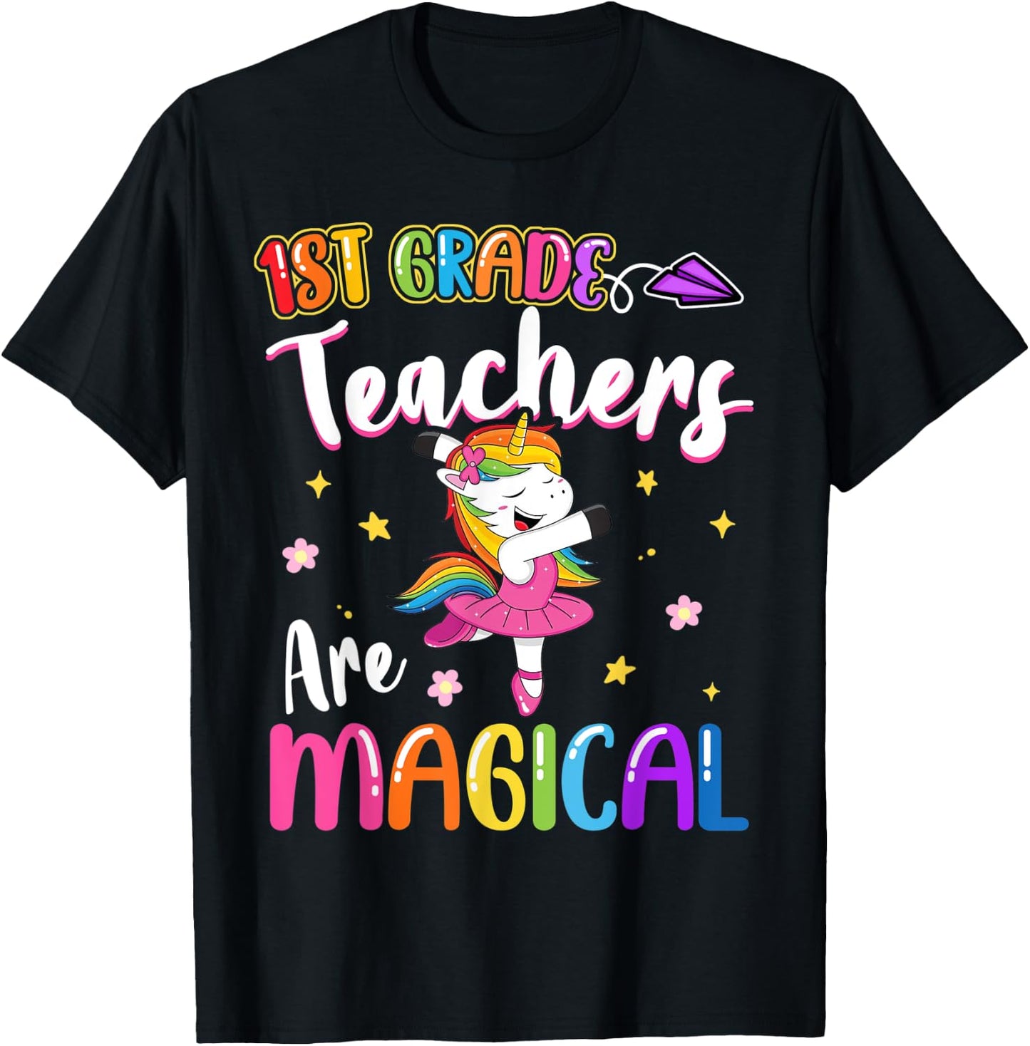 1st Grade Teachers Are Magical First Grade Unicorn Teacher T-Shirt - T-Shirt | Black