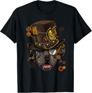 Steampunk Pitbull Steampunk Gears Dog Pitbull Lover T-Shirt - T-Shirt | Black