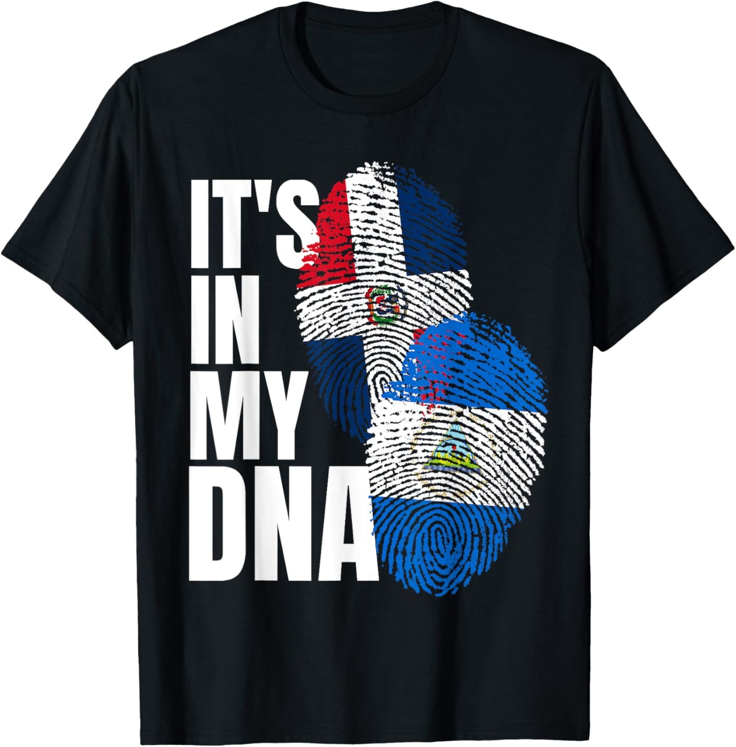 Nicaraguan And Dominican Mix DNA Flag Heritage T-Shirt - T-Shirt | Black