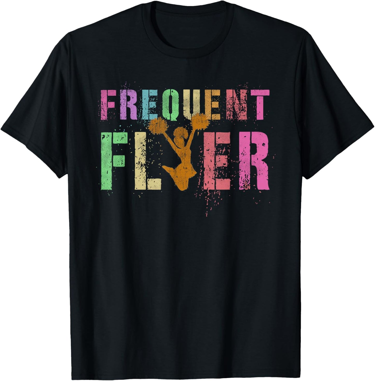 FREQUENT FLYER Club Cheerleading Team Cheerleader Squad T-Shirt - T-Shirt | Black