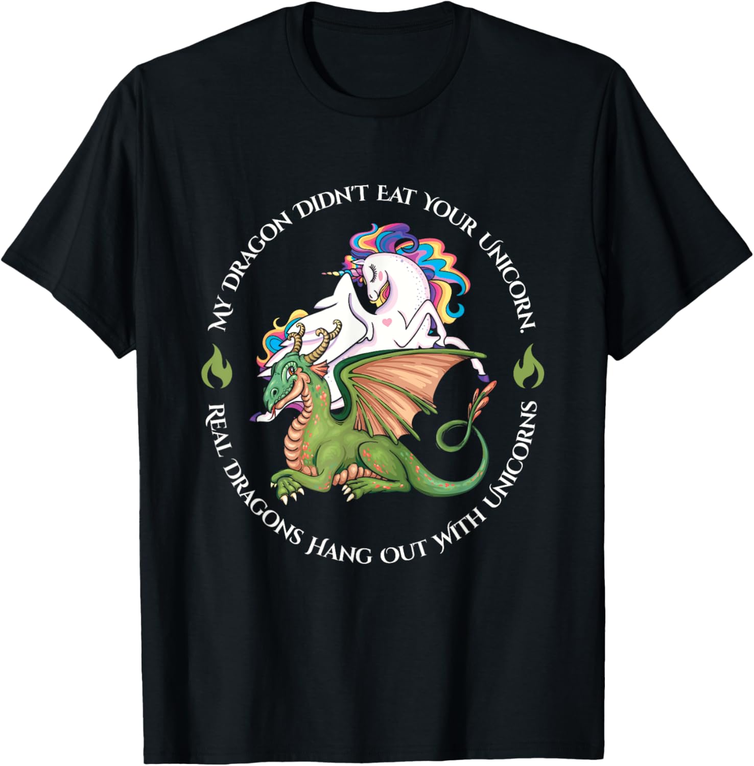 Funny My Dragon Didnt Eat Your Unicorn Best Friends Hang Out T-Shirt - T-Shirt | Black