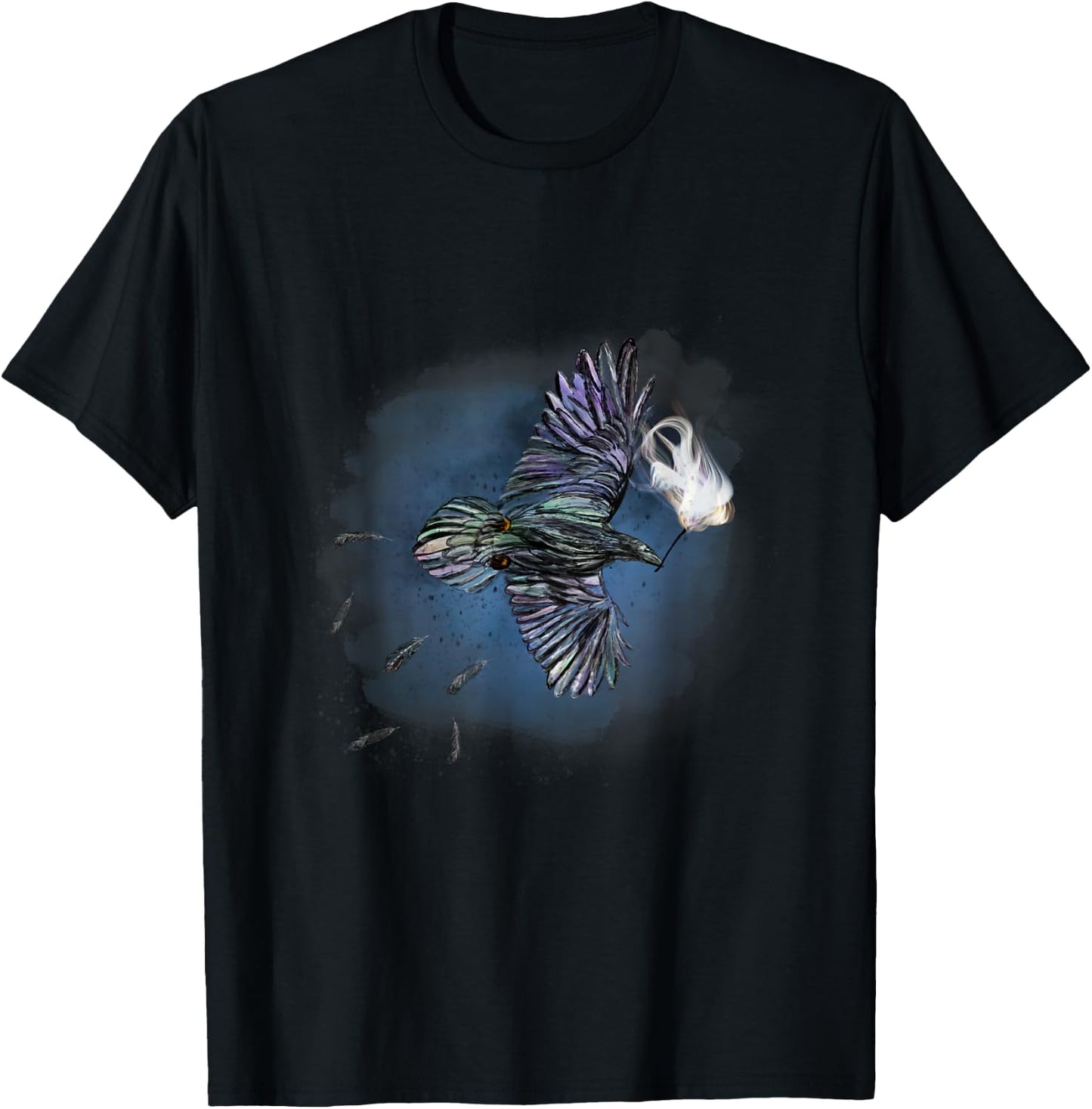 Rainbow Crow Carrying the Gift of Fire (Watercolor) T-Shirt - T-Shirt | Black