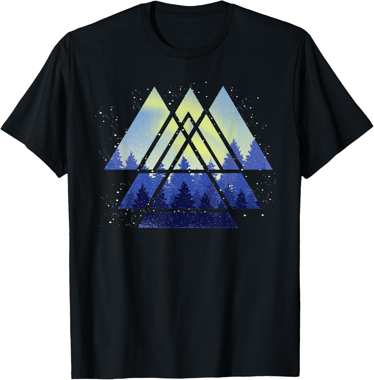 Geometric Triangle Outdoor Trees Forest Wildlife Nature T-Shirt - T-Shirt | Black