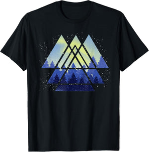 Geometric Triangle Outdoor Trees Forest Wildlife Nature T-Shirt - T-Shirt | Black