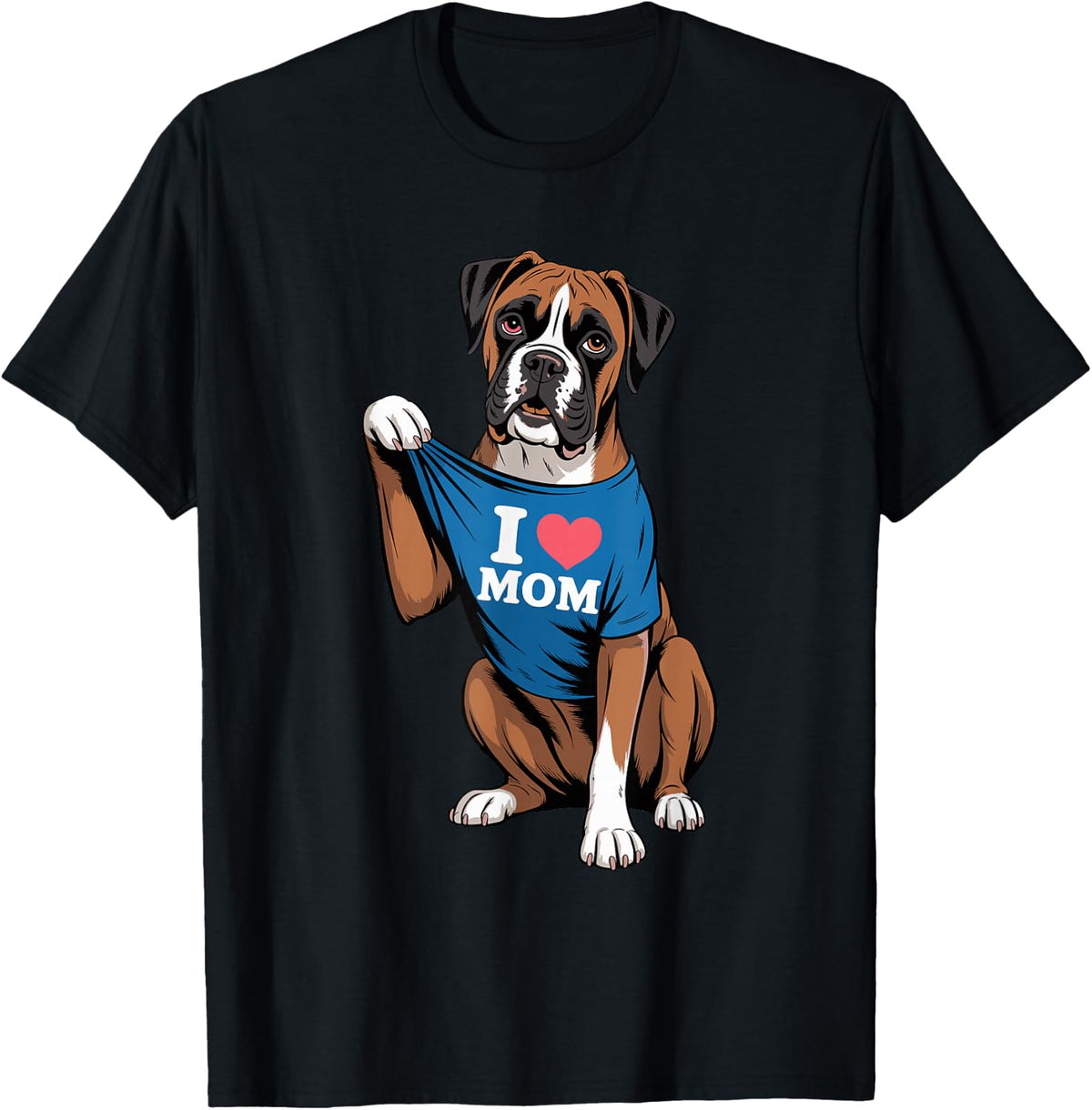 Cute Boxer Dog Lover Funny I Heart Mom Mother's Day T-Shirt - T-Shirt | Black