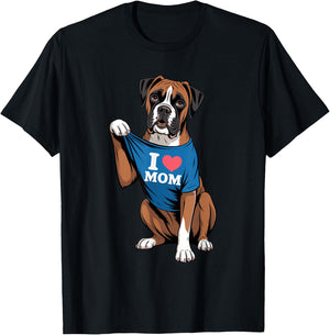 Cute Boxer Dog Lover Funny I Heart Mom Mother's Day T-Shirt - T-Shirt | Black