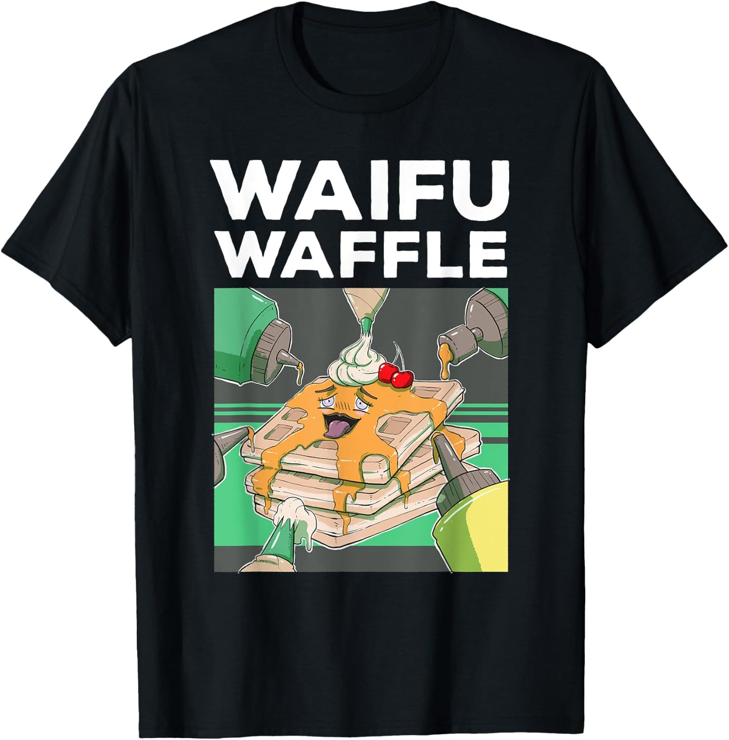 Otaku Ahegao WAIFU WAFFLE Ecchi Etchi Hentai Lewd Great Gift T-Shirt - T-Shirt | Black