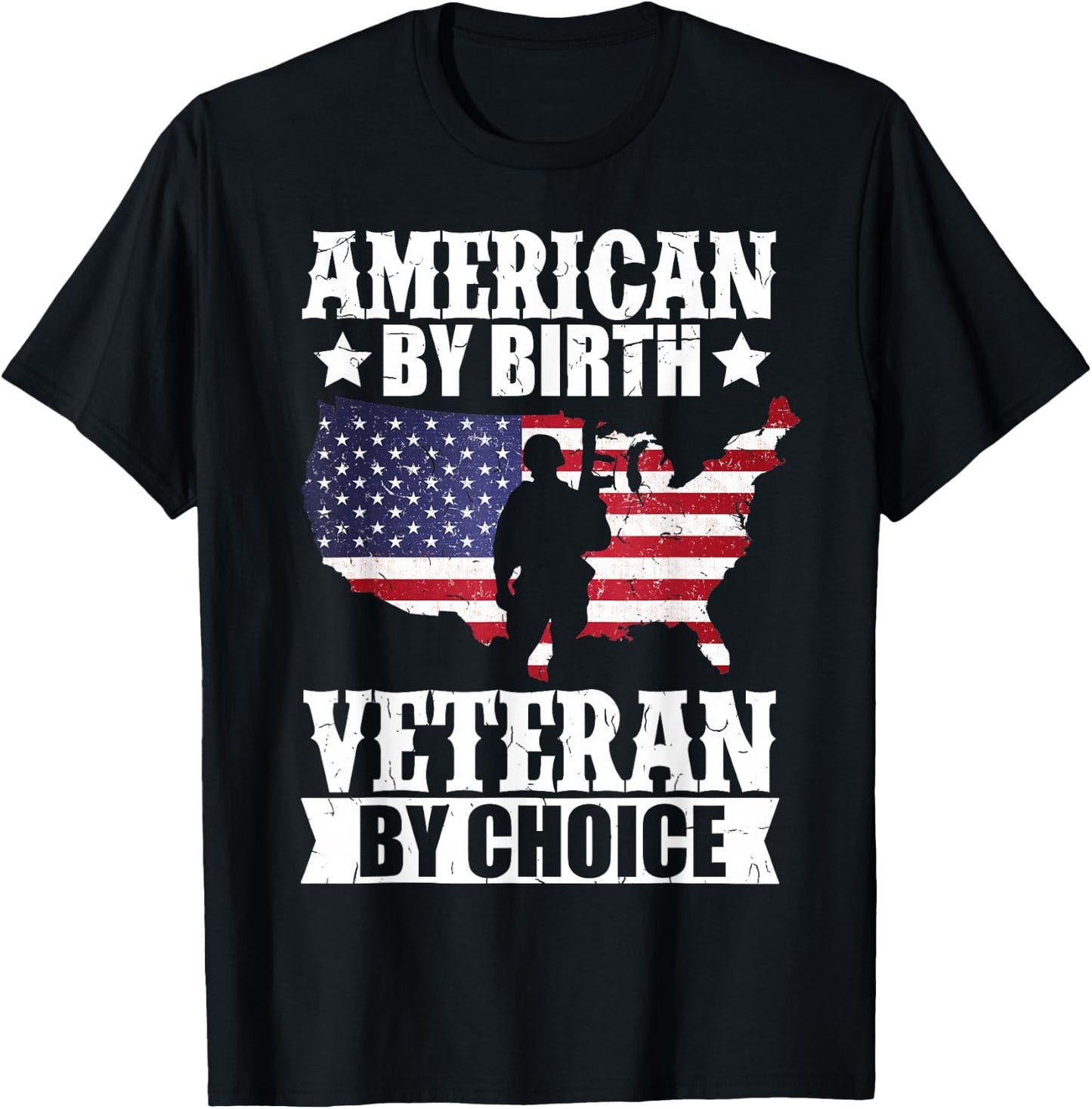 American by Birth Veteran by Choice US Flag Veterans Day T-Shirt - T-Shirt | Black
