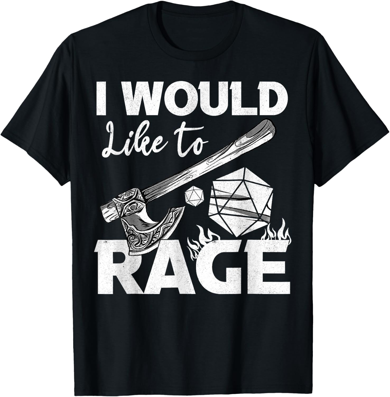 I Would Like To Rage Tabletop B.arbarian Role Play Black -Adults Classic Fit Cotton Blend Short Sleeve T-Shirt - T-Shirt | Black