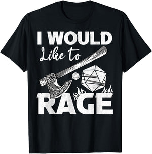 I Would Like To Rage Tabletop B.arbarian Role Play Black -Adults Classic Fit Cotton Blend Short Sleeve T-Shirt - T-Shirt | Black