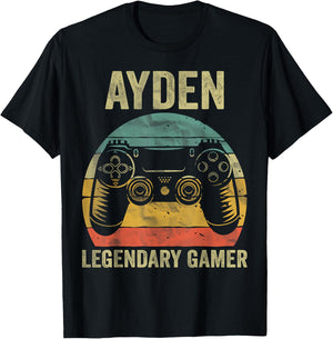 Personalized Legendary Gamer Shirt Ayden Name Video Gamer T-Shirt - T-Shirt | Black