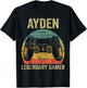 Personalized Legendary Gamer Shirt Ayden Name Video Gamer T-Shirt - T-Shirt | Black