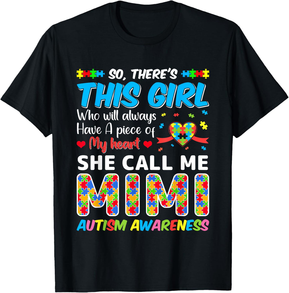Autism Mimi - Autism Awareness Grandmom Autism Motivational T-Shirt - T-Shirt | Black