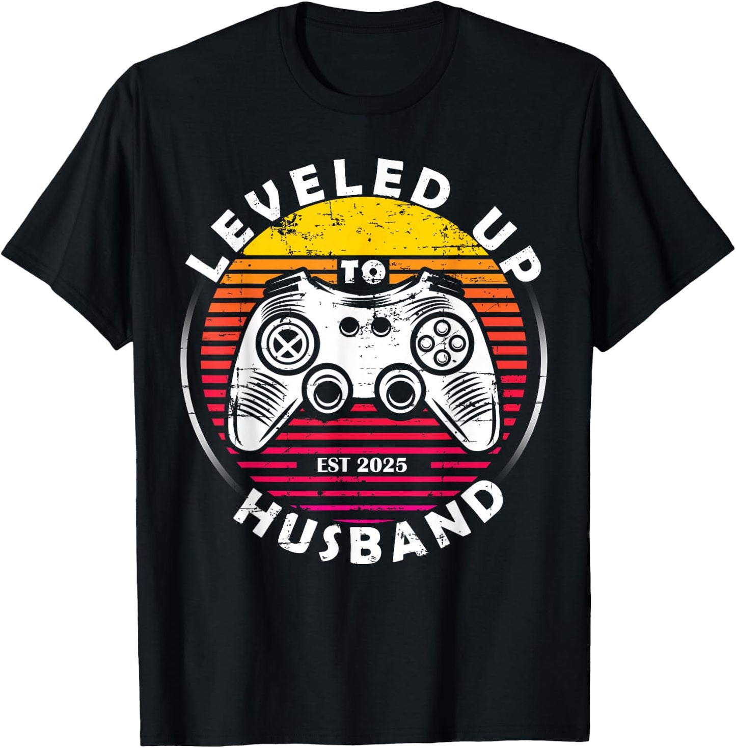 Promoted to Husband Gift - Leveling Up to Husband Est 2025 T-Shirt - T-Shirt | Black