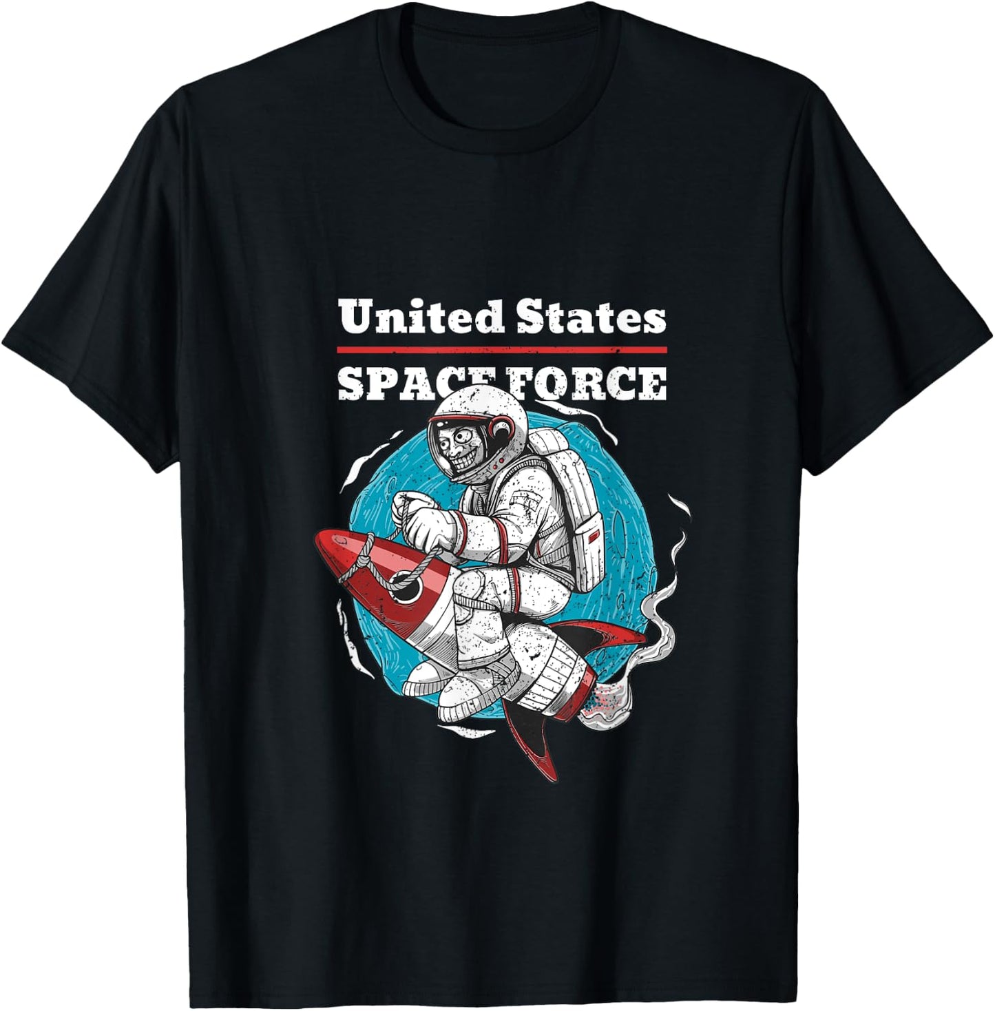 Funny United States Space Force Space Monkey T-Shirt - T-Shirt | Black