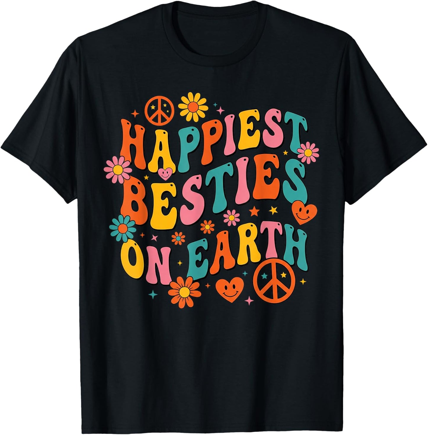Happiest Besties On Earth Summer Beach Girls Trip Squad T-Shirt - T-Shirt | Black