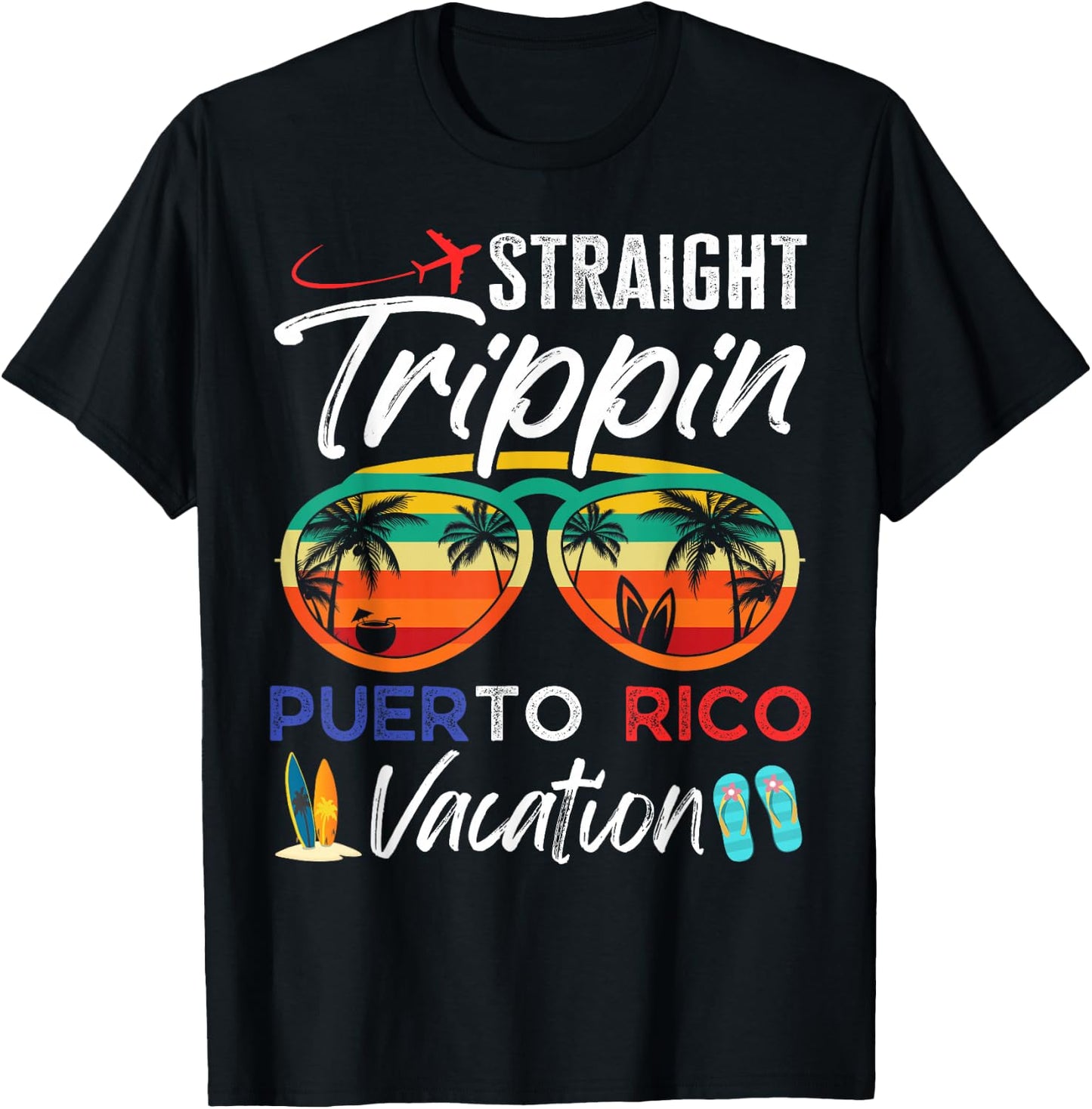 Straight Trippin Puerto Rico Couples Family Vacation Group T-Shirt - T-Shirt | Black