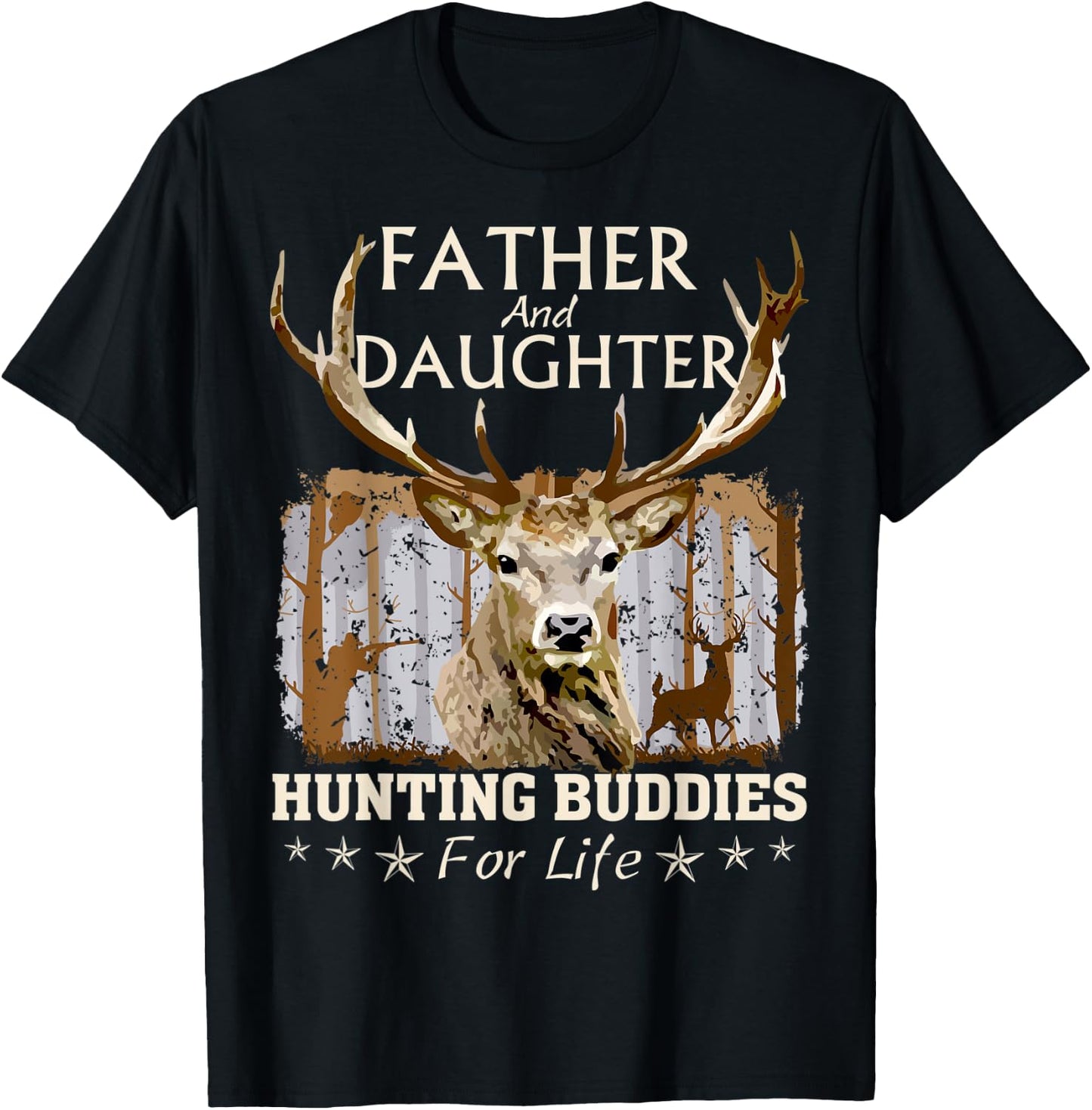 Father and Daughter Hunting Buddies Hunters Matching Hunting T-Shirt - T-Shirt | Black