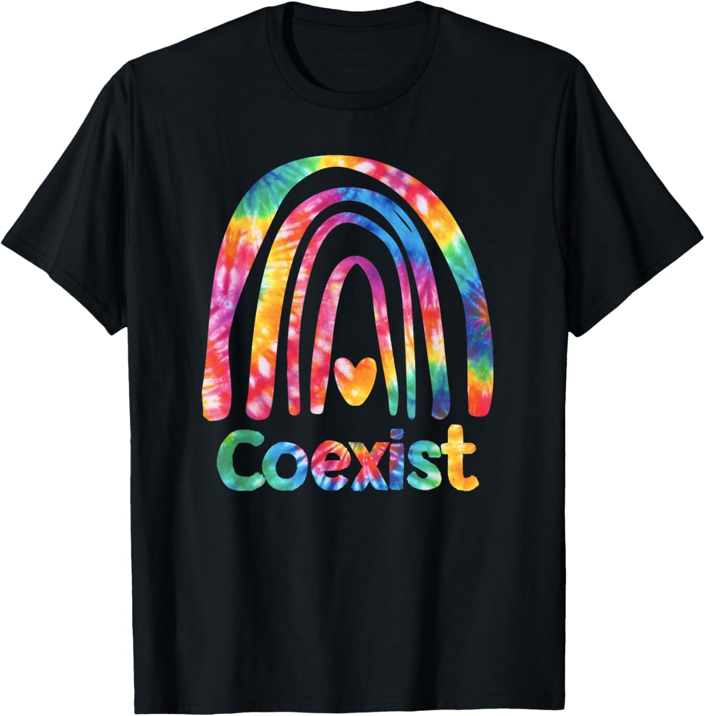 Coexist Shirt Tie Dye Rainbow Positive Inclusive Diversity T-Shirt - T-Shirt | Black