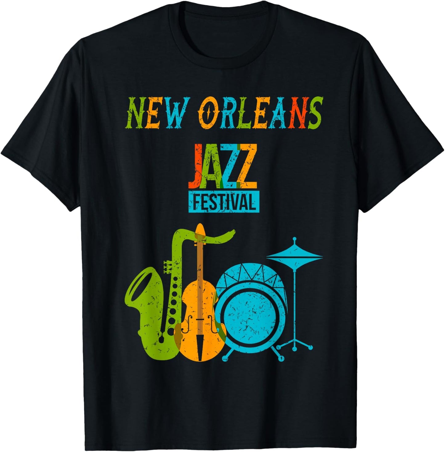 New Orleans Festival of Jazz Music Gift Louisiana Jazz T-Shirt - T-Shirt | Black