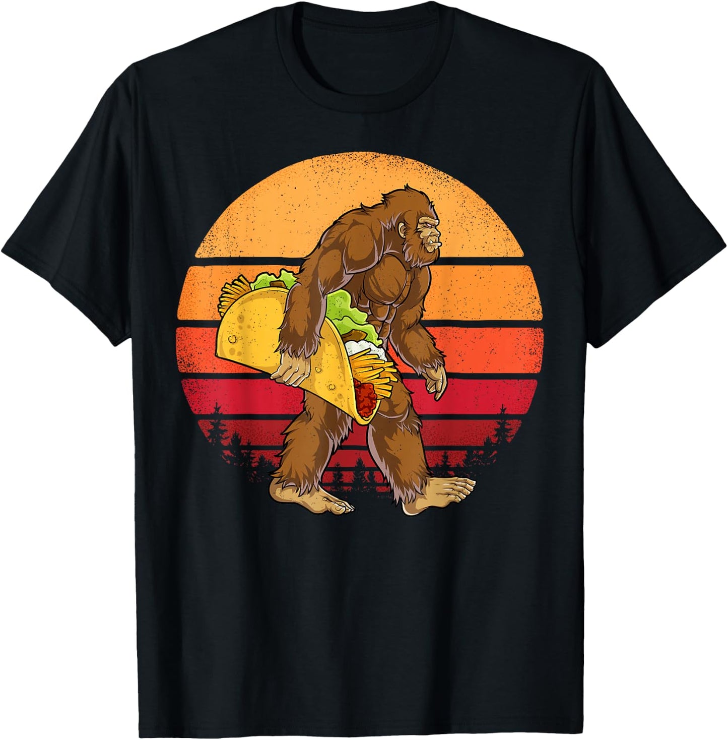 Bigfoot Carrying Taco Funny Cinco de Mayo Boys Men Sasquatch T-Shirt - T-Shirt | Black