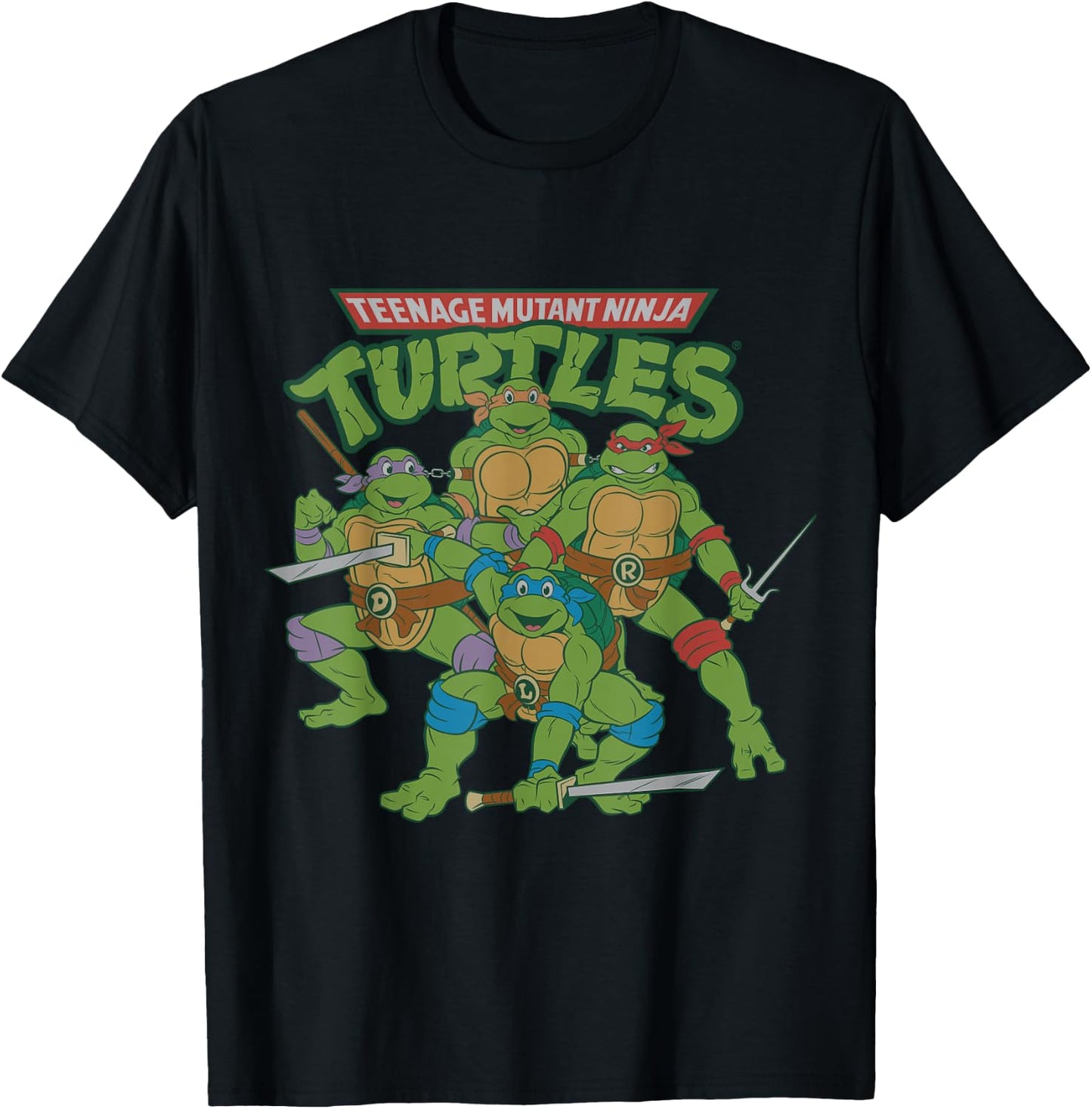 TMNT Logo With Characters Ready To Fight T-Shirt - T-Shirt | Black