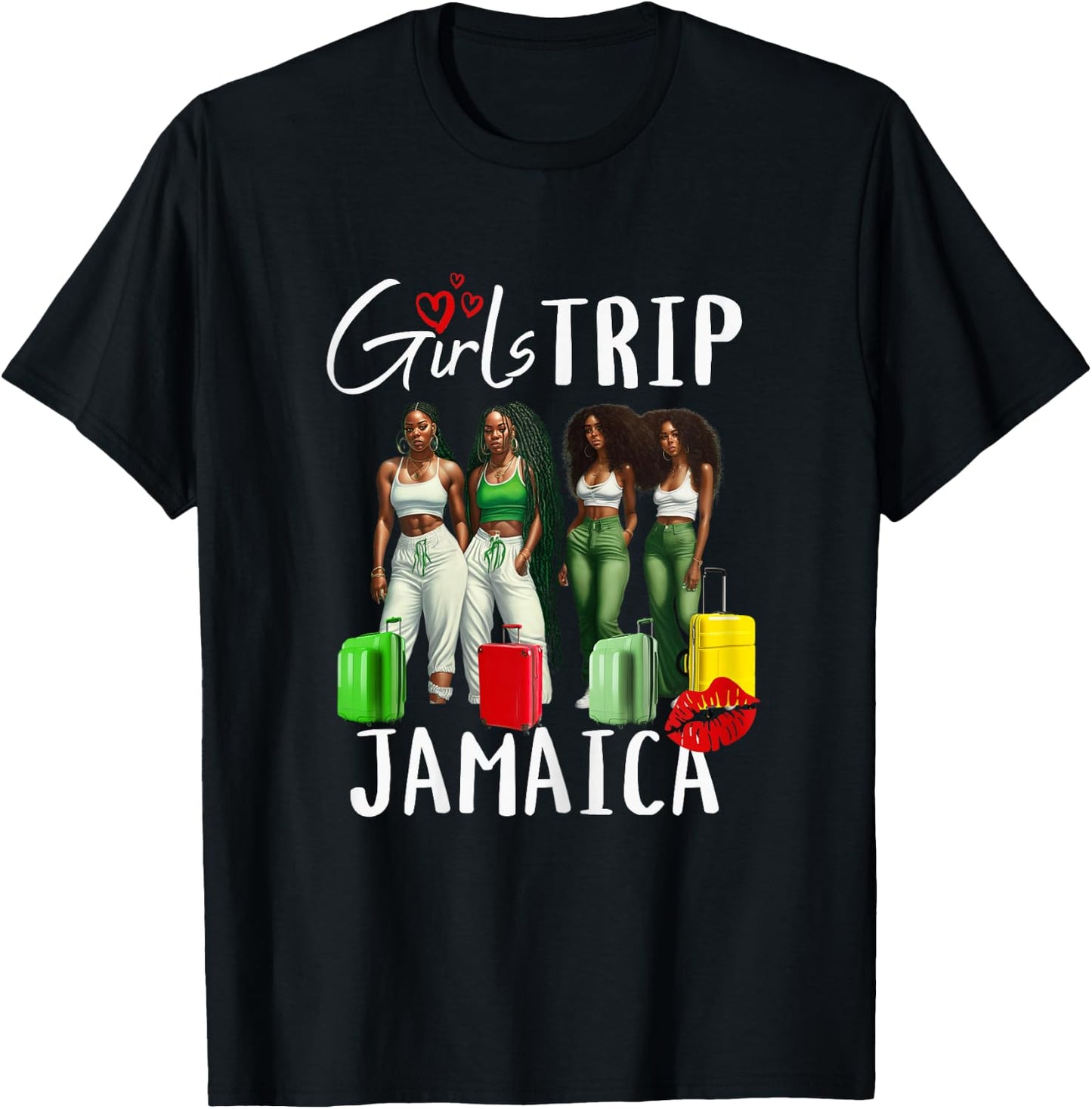 Girls TRip Jamaica Melanin Black Women Birthday Fun Vacation T-Shirt - T-Shirt | Black