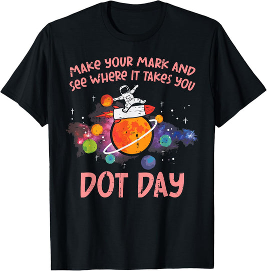 Make Mark Astronaut Space International Dot Day Boys T-Shirt - T-Shirt | Black
