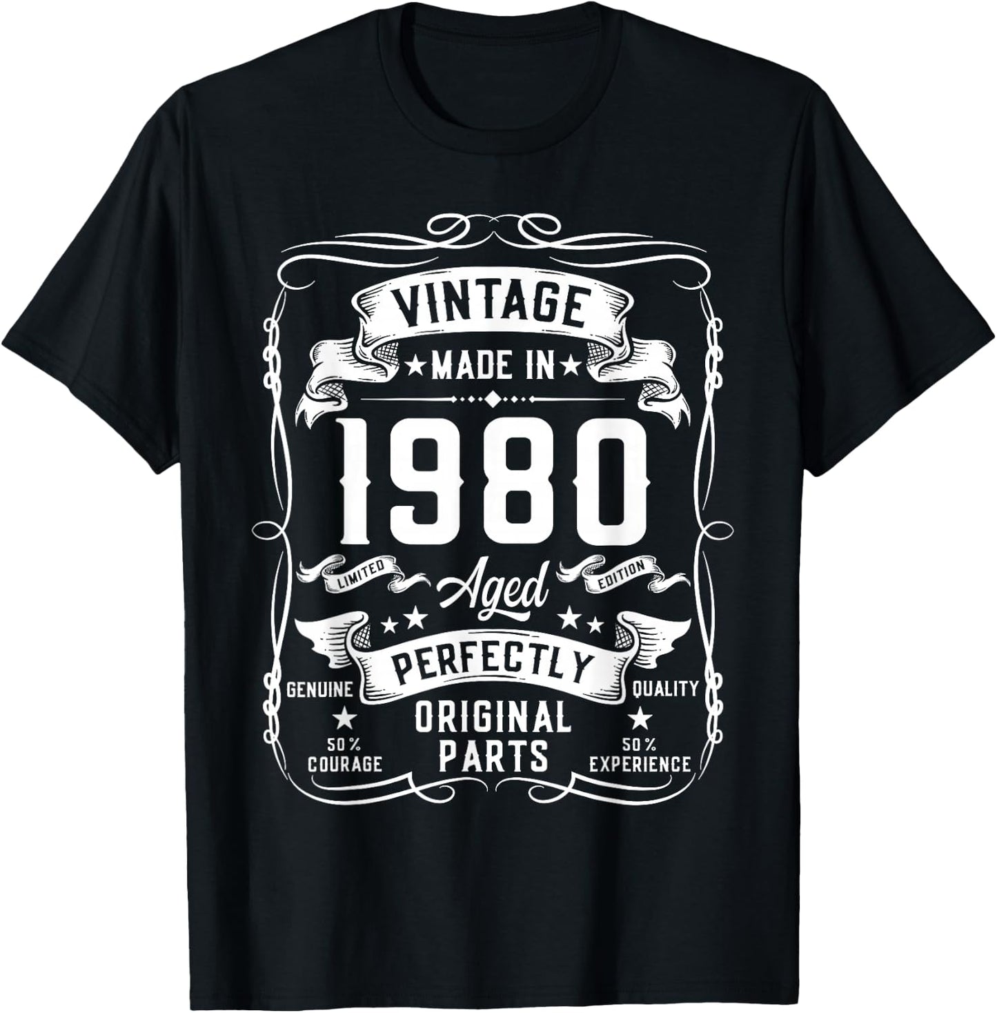 Vintage 1980 45yr 45th Birthday Gifts 45 Years Old T-Shirt - T-Shirt | Black
