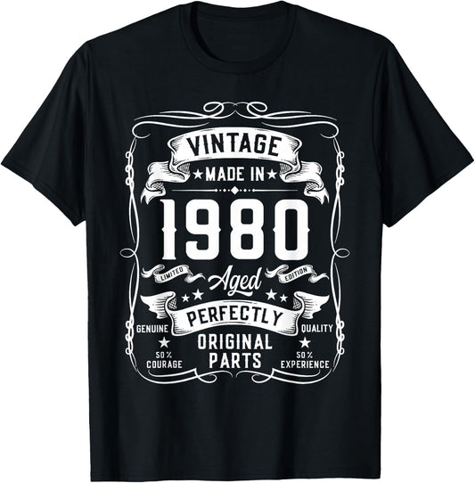 Vintage 1980 45yr 45th Birthday Gifts 45 Years Old T-Shirt - T-Shirt | Black