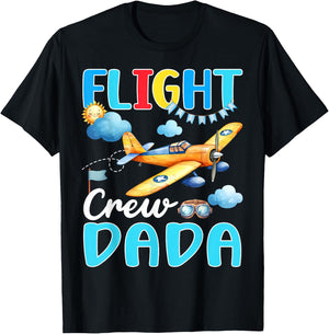 Flight Crew Dada Birthday Squad Airplane Matching Family T-Shirt - T-Shirt | Black