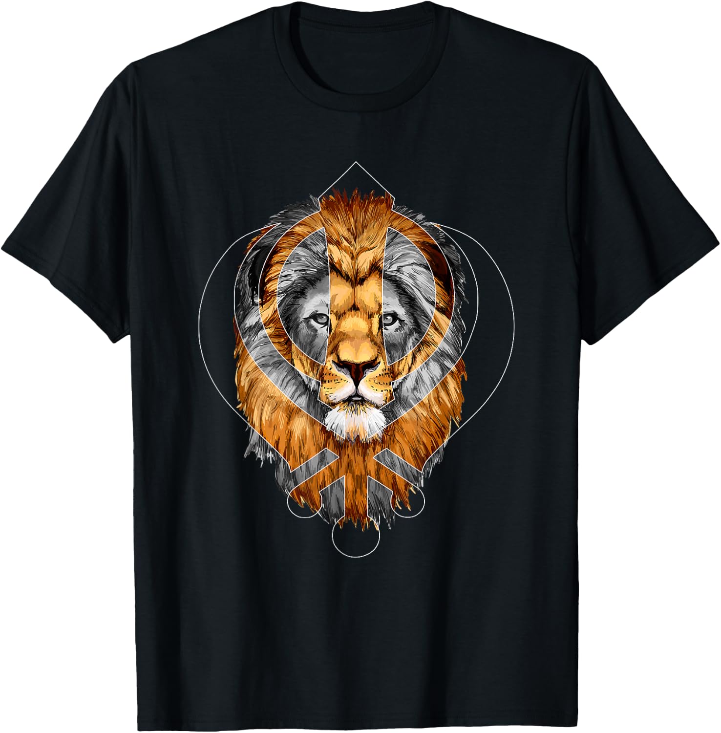 Punjabi Singh Sikh Khanda Lion Sikhism T-Shirt - T-Shirt | Black
