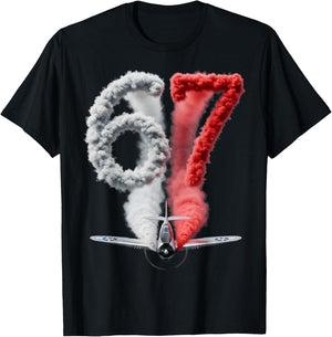 Funny Six Seven 6 7 Meme Gen Alpha Slang 6 7 Airplane Pilot T-Shirt - T-Shirt | Black