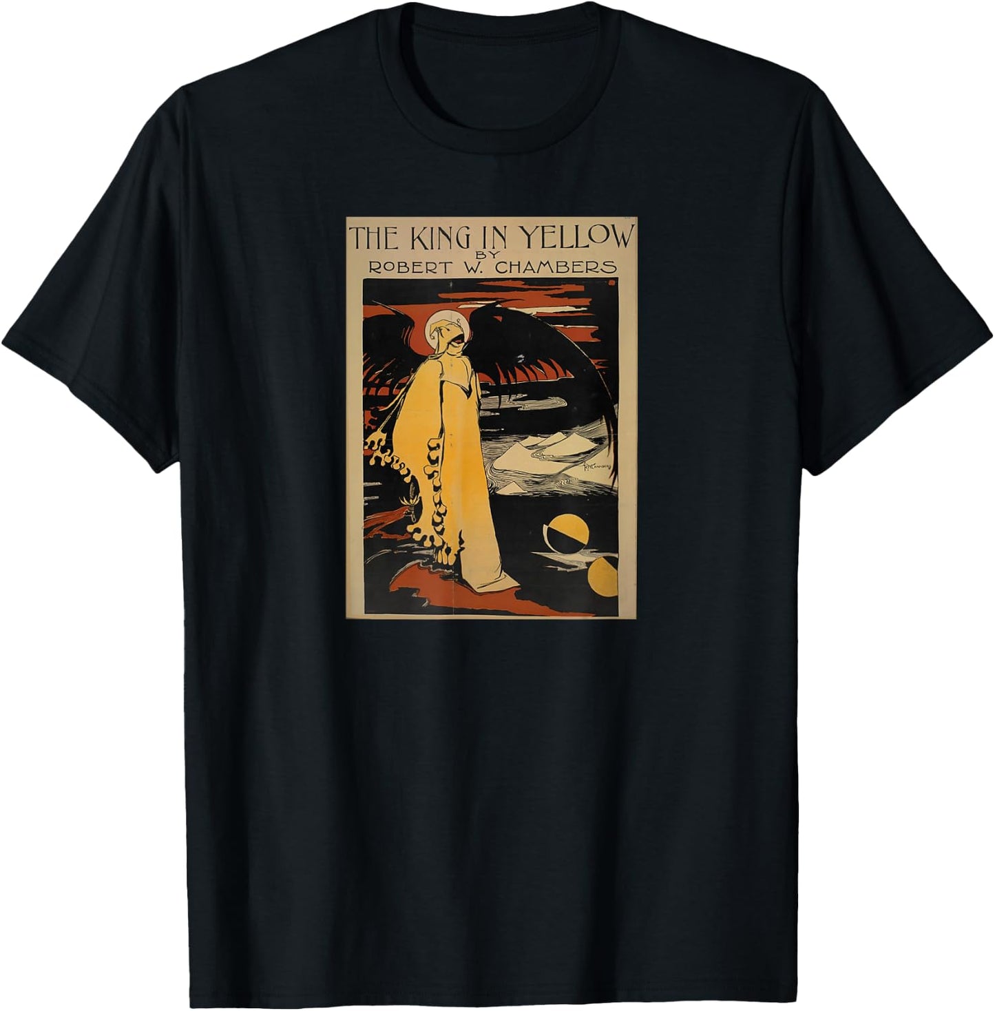 Vintage King In Yellow weird fiction cover Art Nouveau T-Shirt - T-Shirt | Black