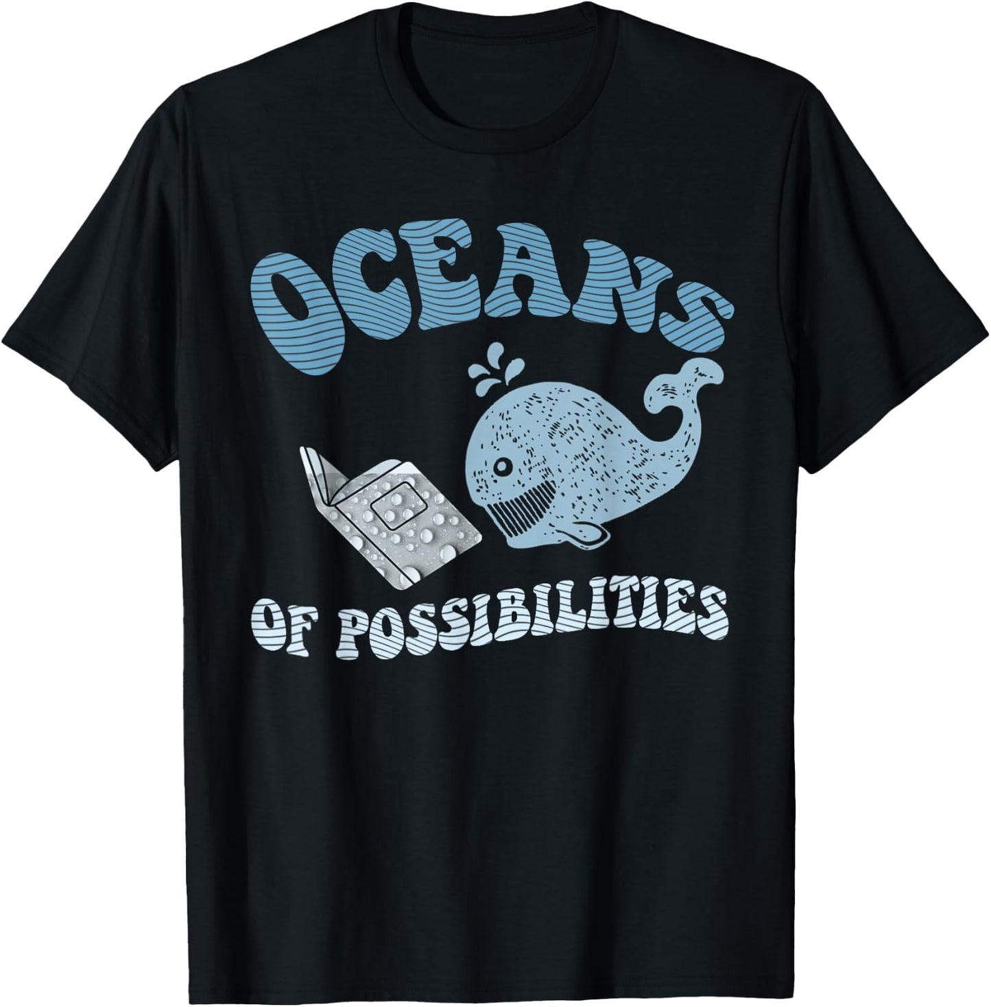 Funny OCEANS OF POSSIBILITIES Seaside Reading Teacher Beach T-Shirt - T-Shirt | Black