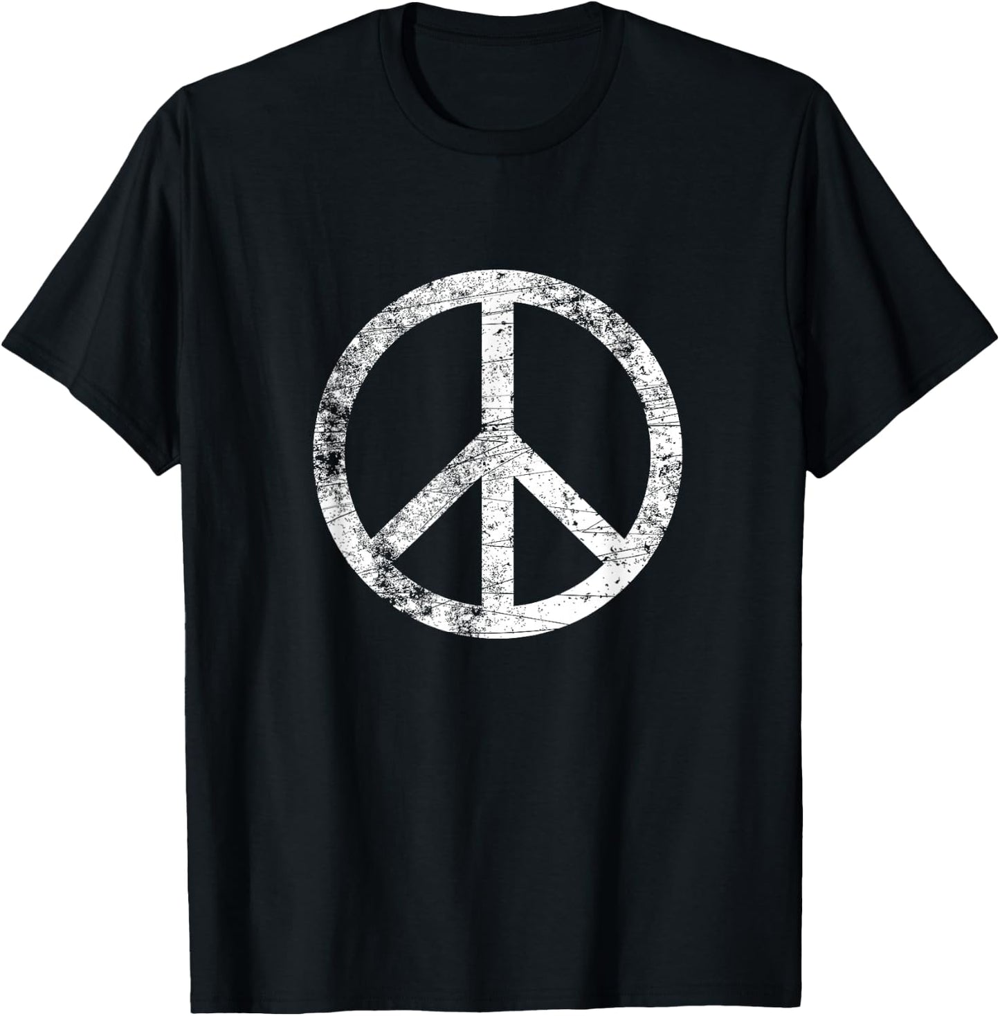 Distressed Peace Sign Retro Vintage Peace Symbol T-Shirt - T-Shirt | Black