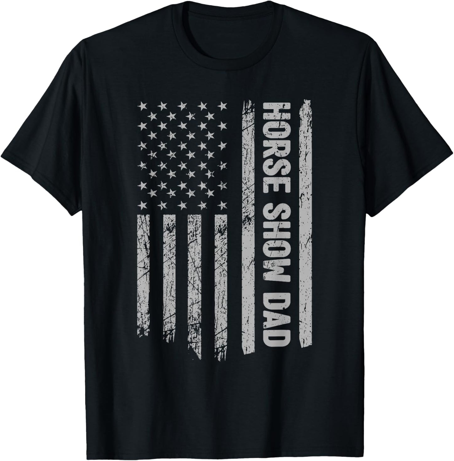 Funny Horse Show Dad America US Flag Patriot - Vintage T-Shirt - T-Shirt | Black